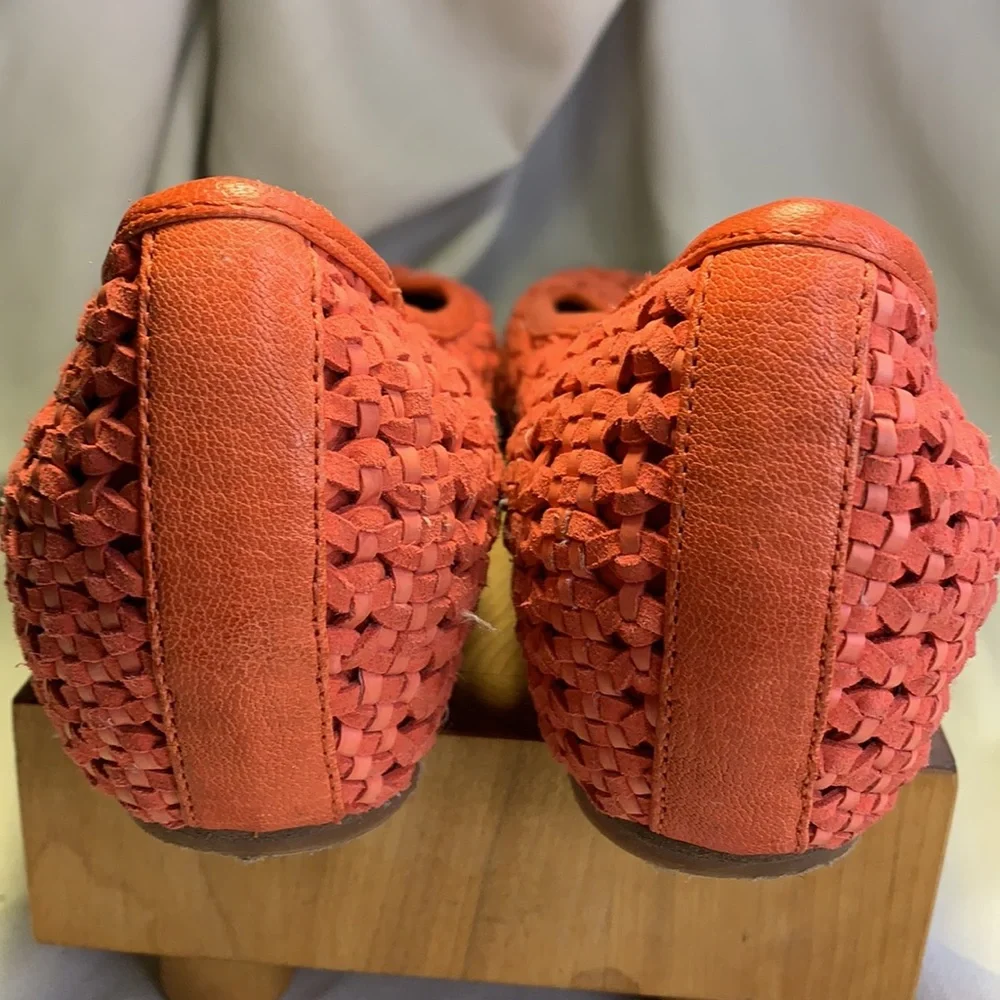 Eileen Fisher leather intarsio woven leather flats